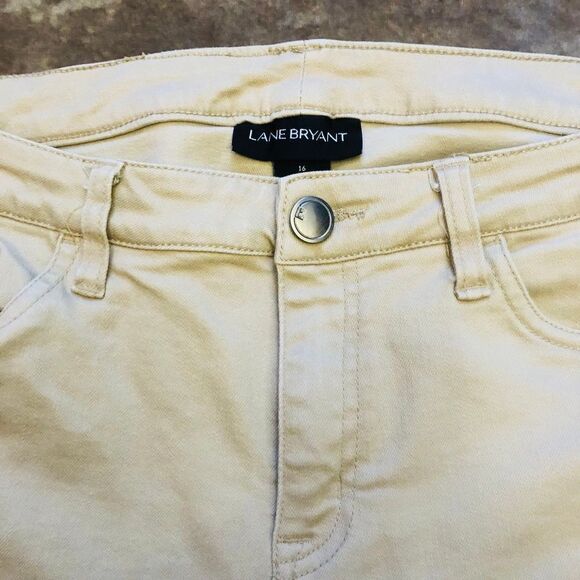Lane Bryant Khaki/Tan Colored Side Slit Cropped Jeans Size 16 - Picture 3 of 9